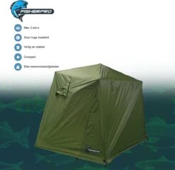 FisherPro Karpertent Met Stormcover – Vistent – Tent - Bescherming Tegen Zon En Wind – 100% Waterdichte Stormhoes – Met Handige Meeneemtas – Ook Geschikt Als Strandtent Of Festivaltent – Extra Veiligheid En Warmte Door Stormcover -Bo Camp Goedkope Winkel 1200x1164 5
