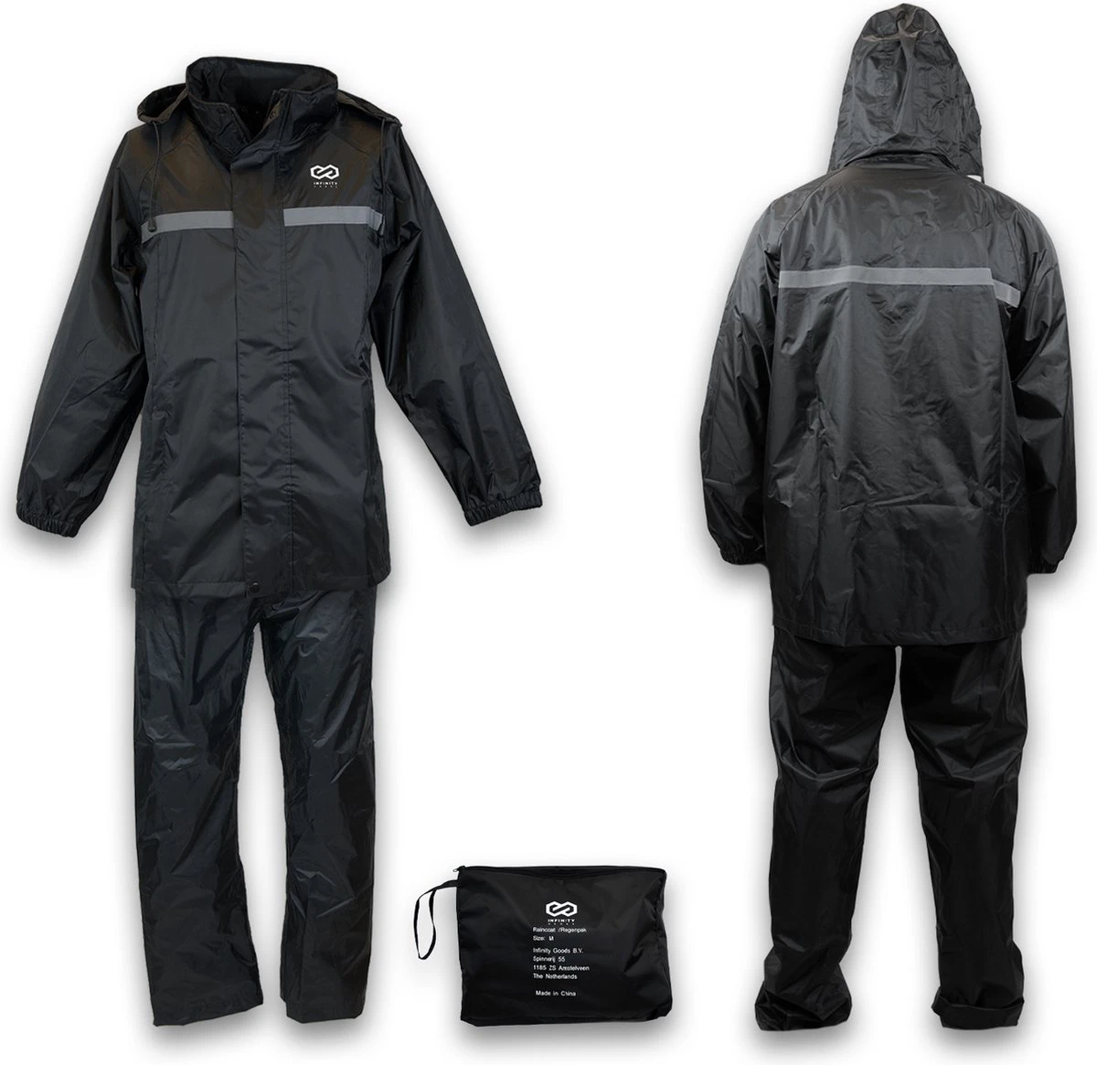 Infinity Goods Regenpak - Dames & Heren - Maat XL - Waterdicht & Ademend - Reflecterend - Zwart 4 Infinity Goods Regenpak - Dames & Heren - Maat XL - Waterdicht & Ademend - Reflecterend - Zwart - Afbeelding 4
