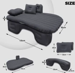 Opblaasbaar Matras Voor In De Auto, Opblaasbaar Bed, Opvouwbaar, Comfortabele Autostoel, Automatras Met Elektrische Luchtpomp En 3 Adapters, 2 Kussens En Draagtas, Voor Camping, Reizen (zwart) -Bo Camp Goedkope Winkel 1200x1166 14
