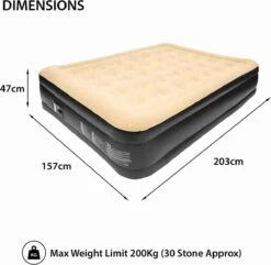Merkloos Avenli 88030 Hoog Verhoogd Gevlokt Luchtbed | Queensize | Ingebouwde Pompen | Snelle En Gemakkelijke Inflatie -Bo Camp Goedkope Winkel 1200x1173 4