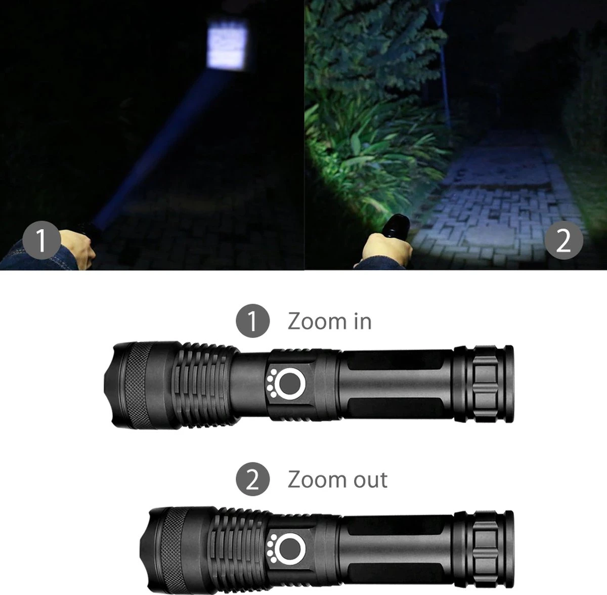 Merkloos Professionele Oplaadbare Led Zaklamp DBW Light XHP50 3200 Lumen 3 Merkloos Professionele Oplaadbare Led Zaklamp DBW Light XHP50 3200 Lumen - Afbeelding 3