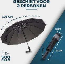 Stormparaplu - Opvouwbaar - 105 CM - Paraplu - Automatisch In En Uit Klapbaar - Stormbestendig Tot 140 Km/h - Luxe Beschermhoes -Bo Camp Goedkope Winkel 1200x1176 5