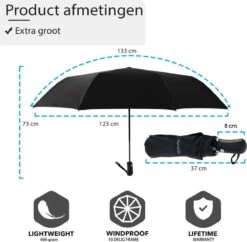 Beefree - Automatische King-size Stormparaplu Ø 123 Cm - Zwart -Bo Camp Goedkope Winkel 1200x1177 3
