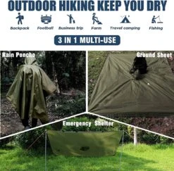 Anyoo Lichte Waterdichte Regenjas Poncho, Herbruikbaar, Ripstop, Ademende Multifunctionele Regenjas Met Capuchon, Opvouwbare Beschermhoes, Onderkant, Ideaal Voor Buiten, Camping, Wandelen, Vissen -Bo Camp Goedkope Winkel 1200x1179 4