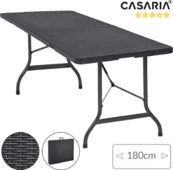 Casaria Tuintafel Opvouwbaar – Met Draaggreep 180x75 Cm – Zwart -Bo Camp Goedkope Winkel 1200x1180 1