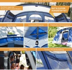 Skandika Nimbus Sleeper 12 Tent – Koepeltenten – 12 Persoons Familietent - Campingtent – Muggengaas – Sleeper Technology (3 Extra Donkere Slaapcabines) – 760 X 630 X 215 Cm (LxBxH) – 5000 Mm Waterkolom – Camping, Tuin – Kamperen – Blauw/wit 13 Skandika Nimbus Sleeper 12 Tent – Koepeltenten – 12 Persoons Familietent - Campingtent – Muggengaas – Sleeper Technology (3 Extra Donkere Slaapcabines) – 760 X 630 X 215 Cm (LxBxH) – 5000 Mm Waterkolom – Camping, Tuin – Kamperen – Blauw/wit -Bo Camp Goedkope Winkel 1200x1182 4