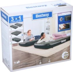 Bestway 3-in-1 Luchtbed - Connect - Zwart - 188x99cm - PVC/Polyester - Single, Double Single En Twin Opblaasbed - Tritech Materiaal - I-Beam Constructie -Bo Camp Goedkope Winkel 1200x1184 11