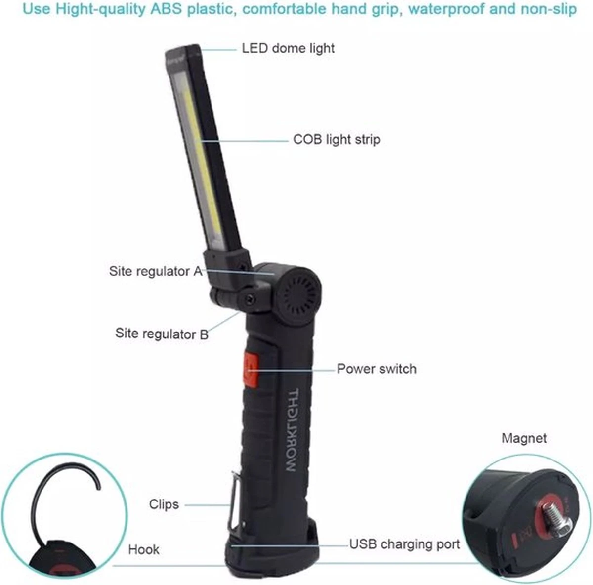 TLVX LED Werklamp Oplaadbaar Groot - Accu LED Lamp - LED Zaklamp - Magneet LED Lamp - Looplamp LED - Worklight - Garage Lamp - Dimbaar - Haak - Magnetisch - Magneet Voet - Zwenkarm - 2000 Lumen 8 TLVX LED Werklamp Oplaadbaar Groot - Accu LED Lamp - LED Zaklamp - Magneet LED Lamp - Looplamp LED - Worklight - Garage Lamp - Dimbaar - Haak - Magnetisch - Magneet Voet - Zwenkarm - 2000 Lumen - Afbeelding 8