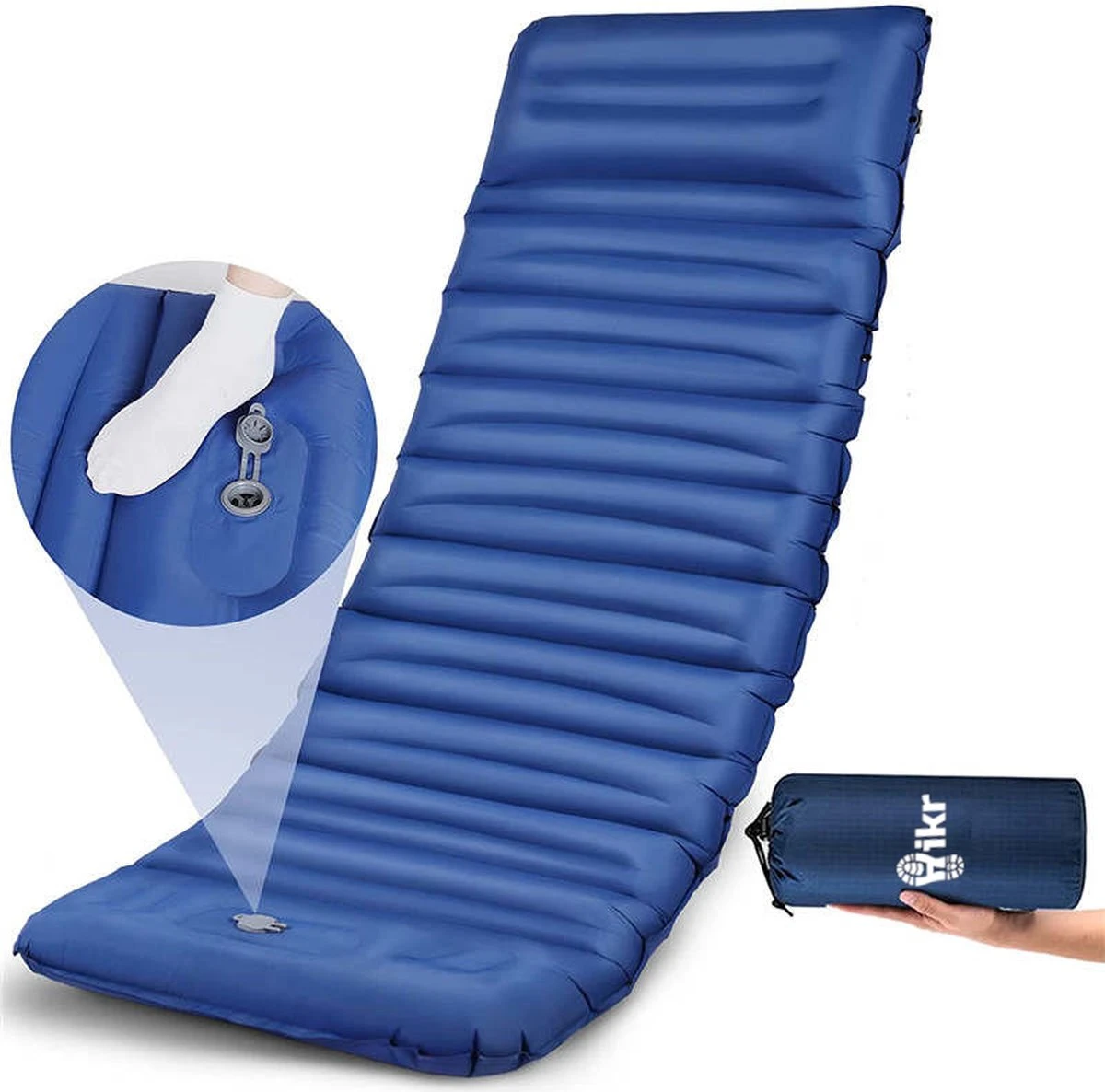 Hikr® Slaapmat 10cm+ Dikte - Comfortabel Luchtmatras - Zelfopblazend Met De Voet - TPU+40D Nylon - Slaapmatje Eenpersoons En Uit Te Breiden Tot Tweepersoons - Slaapmat Met Ingebouwde Pomp 1 Hikr® Slaapmat 10cm+ Dikte - Comfortabel Luchtmatras - Zelfopblazend Met De Voet - TPU+40D Nylon - Slaapmatje Eenpersoons En Uit Te Breiden Tot Tweepersoons - Slaapmat Met Ingebouwde Pomp