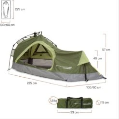 Where Tomorrow Solo Tent 225X100X57 Cm - Groen - 1 Persoons -Bo Camp Goedkope Winkel 1200x1190 3