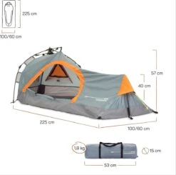 Where Tomorrow Solo Tent Pop Up 225X100X57 Cm - Grijs - 1 Persoons -Bo Camp Goedkope Winkel 1200x1190 4
