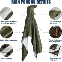Anyoo Lichte Waterdichte Regenjas Poncho, Herbruikbaar, Ripstop, Ademende Multifunctionele Regenjas Met Capuchon, Opvouwbare Beschermhoes, Onderkant, Ideaal Voor Buiten, Camping, Wandelen, Vissen -Bo Camp Goedkope Winkel 1200x1191 10