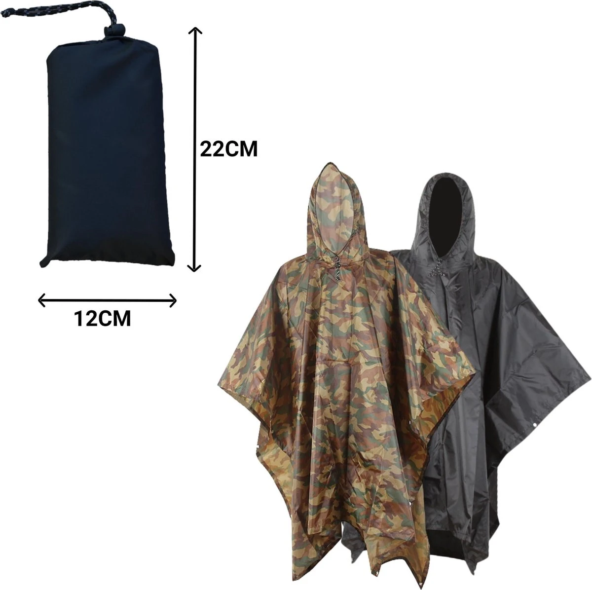 Regenponcho / Fietsponcho Herbruikbaar Voor Volwassenen ( Dames En Heren ) - 200x110cm - 100% Ripstop Polyester - Zwart 4 Regenponcho / Fietsponcho Herbruikbaar Voor Volwassenen ( Dames En Heren ) - 200x110cm - 100% Ripstop Polyester - Zwart - Afbeelding 4