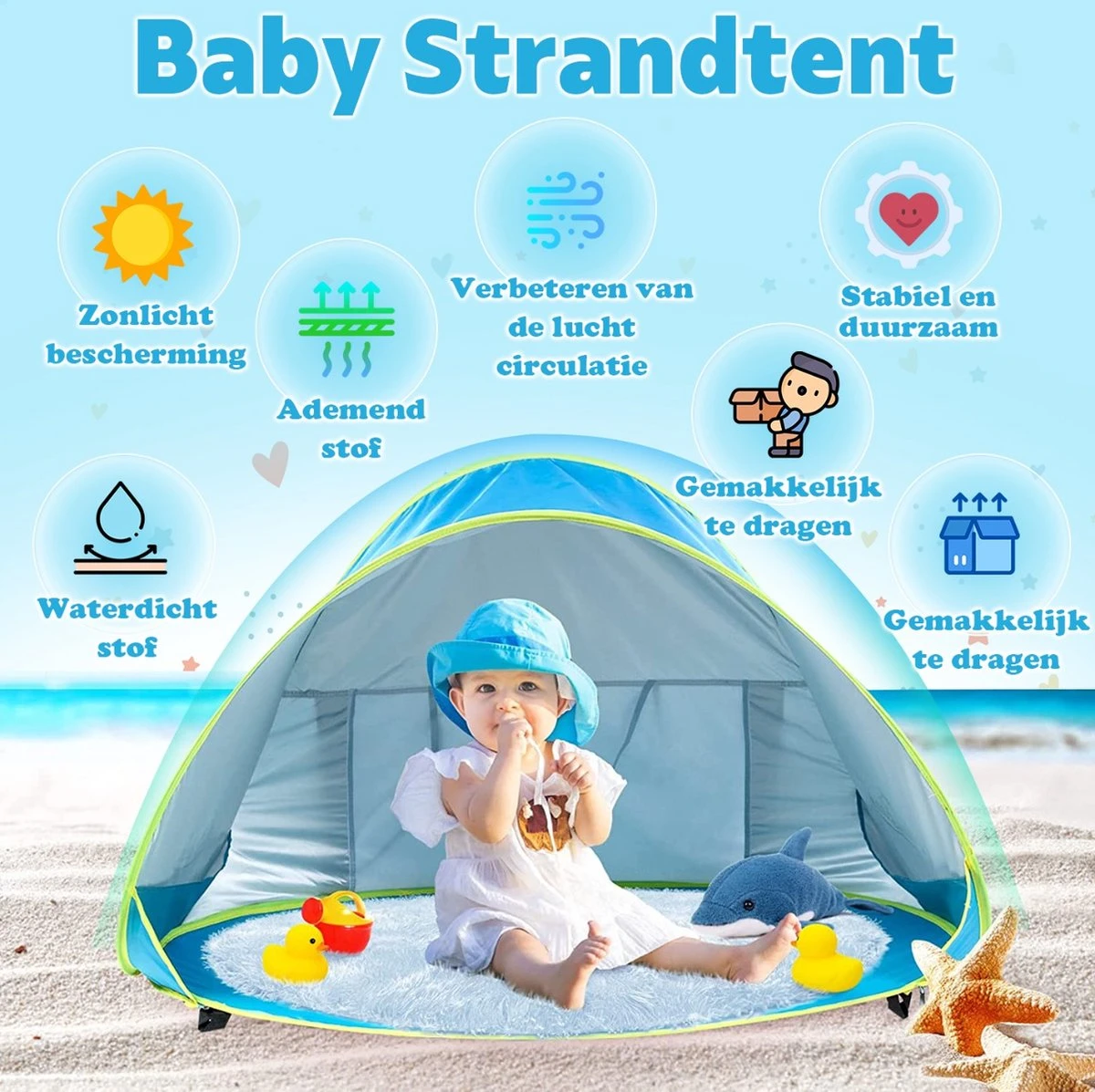 Seidon Strandtent Baby - Pop Up Tent - UV Bescherming - Baby En Kind - Waterdicht - Zwembadje - UV Bescherming 2 Seidon Strandtent Baby - Pop Up Tent - UV Bescherming - Baby En Kind - Waterdicht - Zwembadje - UV Bescherming - Afbeelding 2