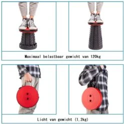 Kampeerkruk - Uitschuifbare Kruk - Rood/Zwart- Tot 120 Kg - Travel Stool - Opvouwbare Campingkruk - Inklapbaar Krukje - Telescopische Kruk - Camping - Outdoor -Bo Camp Goedkope Winkel 1200x1198 3
