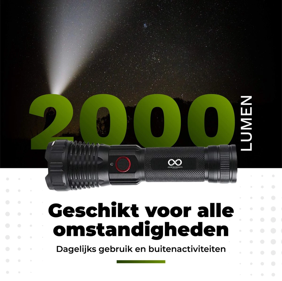 Unlimited Products Militaire Zaklamp LED Oplaadbaar - 2000 Lumen - IP68 Waterdicht - Hard Case Opbergdoos 3 Unlimited Products Militaire Zaklamp LED Oplaadbaar - 2000 Lumen - IP68 Waterdicht - Hard Case Opbergdoos - Afbeelding 3