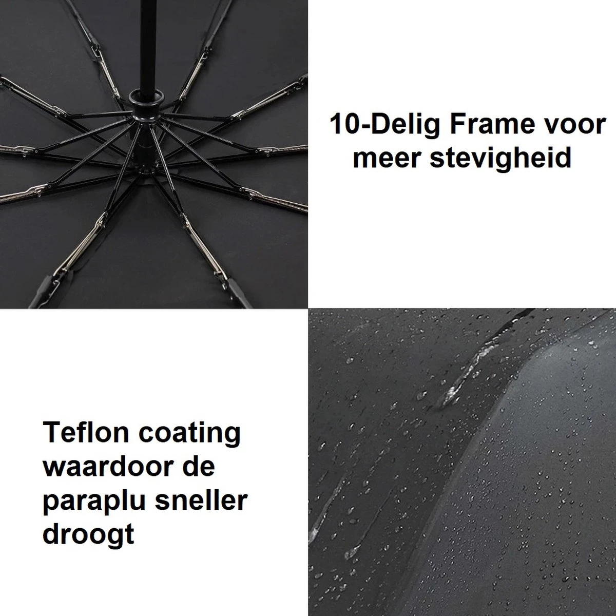 Paraplu - Stormparaplu - Automatisch Uitklapbaar - Opvouwbaar - Zwart - 110 Cm XL - Open En Dicht Knop - Stormbestendig Tot 140 K/m 3 Paraplu - Stormparaplu - Automatisch Uitklapbaar - Opvouwbaar - Zwart - 110 Cm XL - Open En Dicht Knop - Stormbestendig Tot 140 K/m - Afbeelding 3