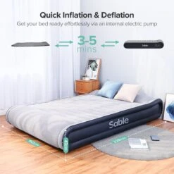 Sable Luxe Queen Size 2 Persoons Luchtmatras Met Ingebouwd Kussen, Opblaasbaar Luchtbed Met Ingebouwde Elektrische Pomp Voor Kamperen, Reizen Of Overnachtende Gasten Of Festival -Bo Camp Goedkope Winkel 1200x1200 1178