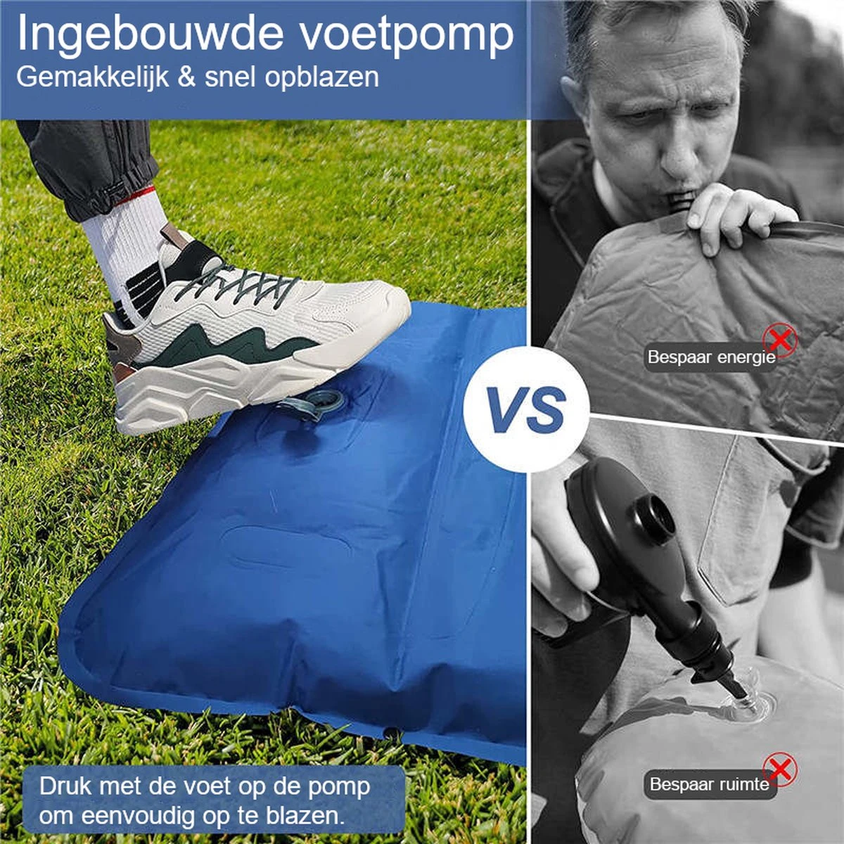 Hikr® Slaapmat 10cm+ Dikte - Comfortabel Luchtmatras - Zelfopblazend Met De Voet - TPU+40D Nylon - Slaapmatje Eenpersoons En Uit Te Breiden Tot Tweepersoons - Slaapmat Met Ingebouwde Pomp 4 Hikr® Slaapmat 10cm+ Dikte - Comfortabel Luchtmatras - Zelfopblazend Met De Voet - TPU+40D Nylon - Slaapmatje Eenpersoons En Uit Te Breiden Tot Tweepersoons - Slaapmat Met Ingebouwde Pomp - Afbeelding 4