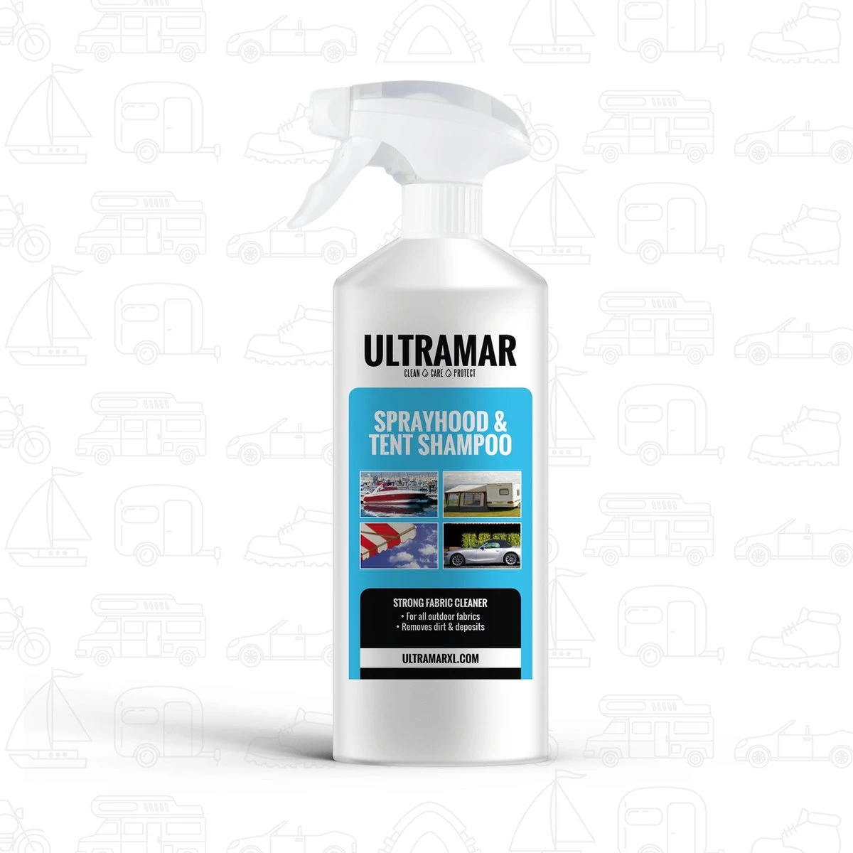 Ultramar - Reiniger Sprayhood & Tent Shampoo 500 Ml - Tentdoekreiniger Voor Bootkap, Tent, Cabriodak 1 Ultramar - Reiniger Sprayhood & Tent Shampoo 500 Ml - Tentdoekreiniger Voor Bootkap, Tent, Cabriodak