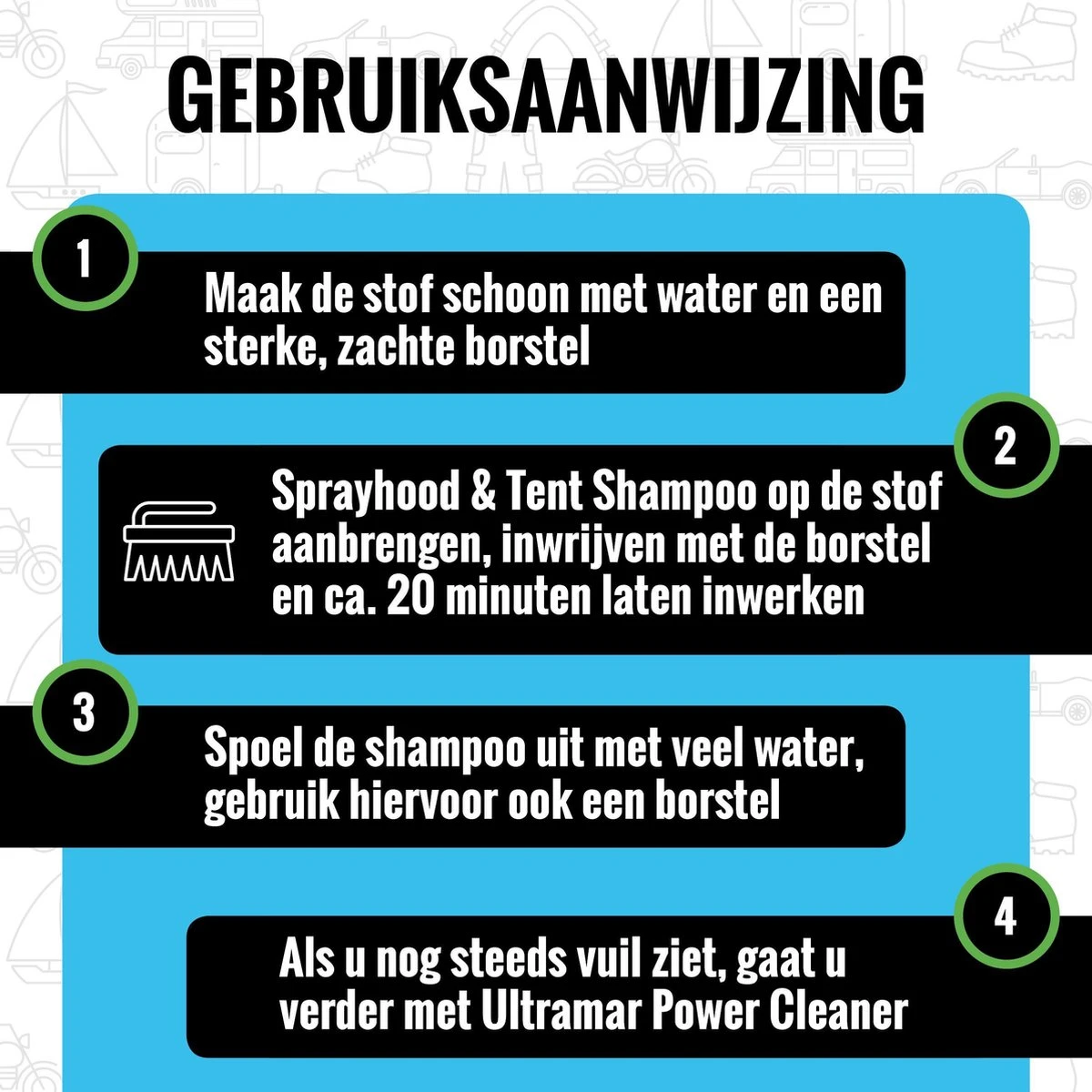 Ultramar - Reiniger Sprayhood & Tent Shampoo 500 Ml - Tentdoekreiniger Voor Bootkap, Tent, Cabriodak 4 Ultramar - Reiniger Sprayhood & Tent Shampoo 500 Ml - Tentdoekreiniger Voor Bootkap, Tent, Cabriodak - Afbeelding 4