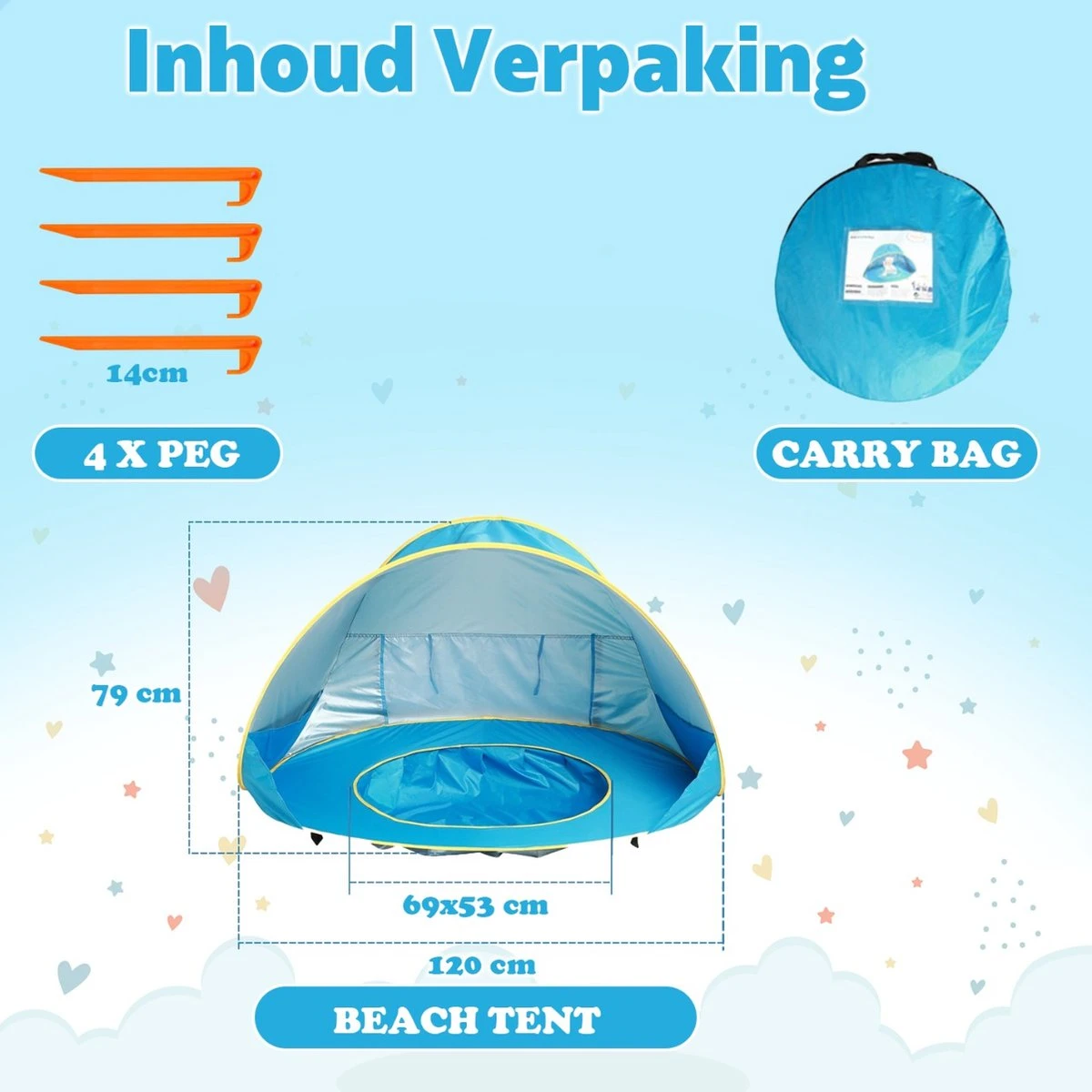 Seidon Strandtent Baby - Pop Up Tent - UV Bescherming - Baby En Kind - Waterdicht - Zwembadje - UV Bescherming 3 Seidon Strandtent Baby - Pop Up Tent - UV Bescherming - Baby En Kind - Waterdicht - Zwembadje - UV Bescherming - Afbeelding 3