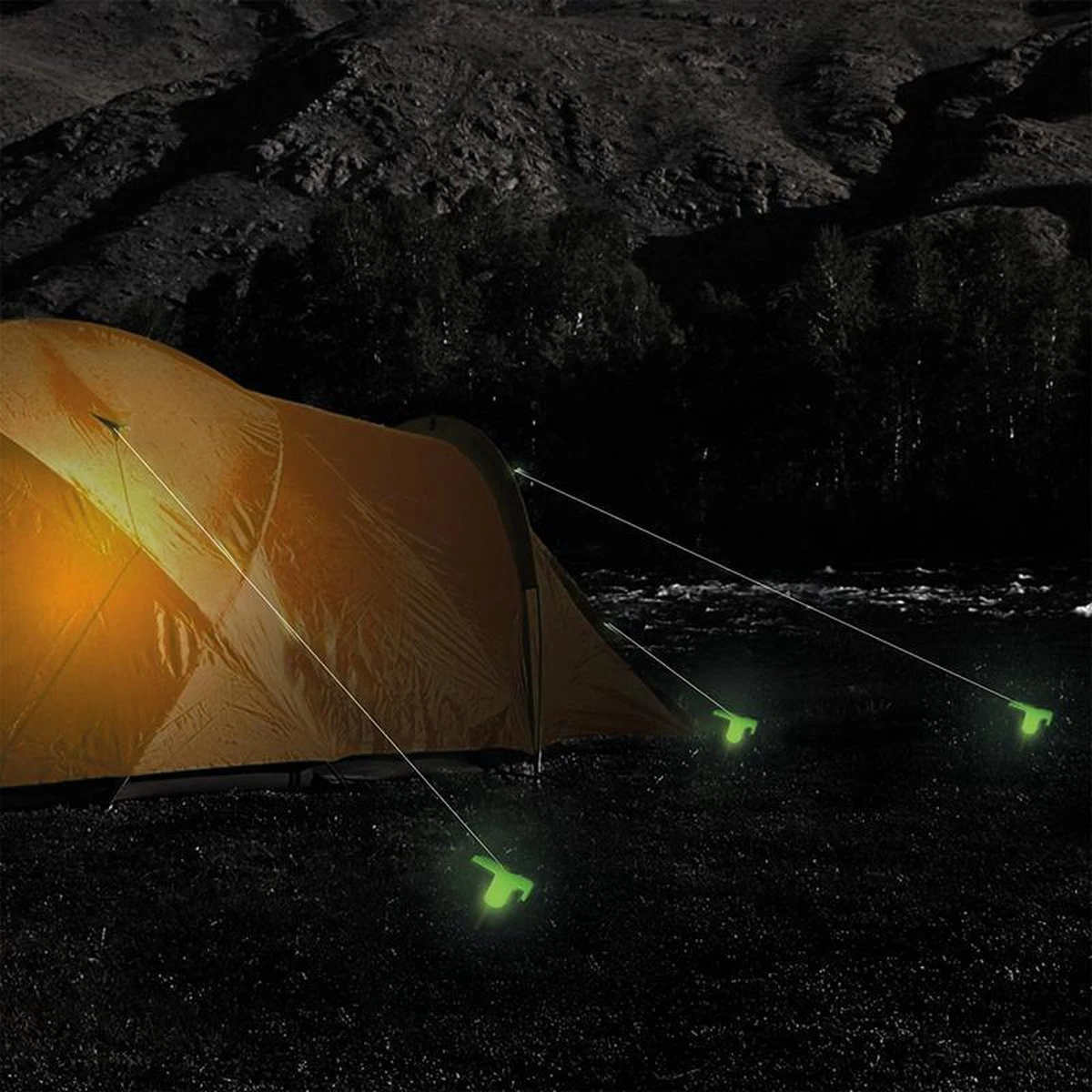 TEC Tentharing 24cm Met Kunststof Haak Glow-in-the-dark Set Van 6 Stuks 2 TEC Tentharing 24cm Met Kunststof Haak Glow-in-the-dark Set Van 6 Stuks - Afbeelding 2