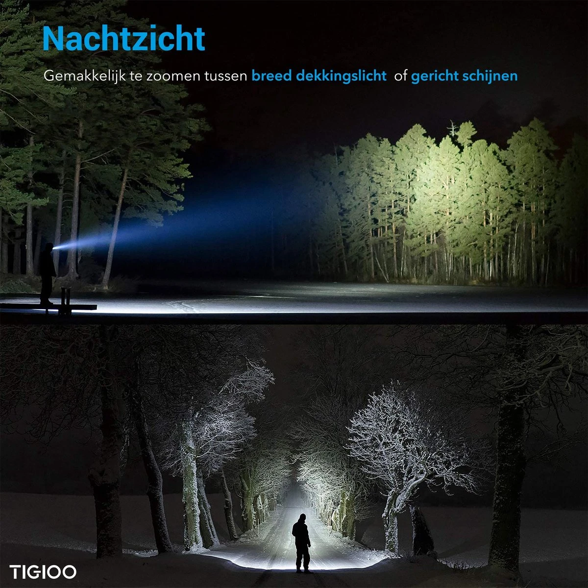 TIGIOO Zaklamp LED Oplaadbaar - 2 PACK - Incl. Oplader & Batterij & Koffertje - Zaklamp Militaire 5 TIGIOO Zaklamp LED Oplaadbaar - 2 PACK - Incl. Oplader & Batterij & Koffertje - Zaklamp Militaire - Afbeelding 5