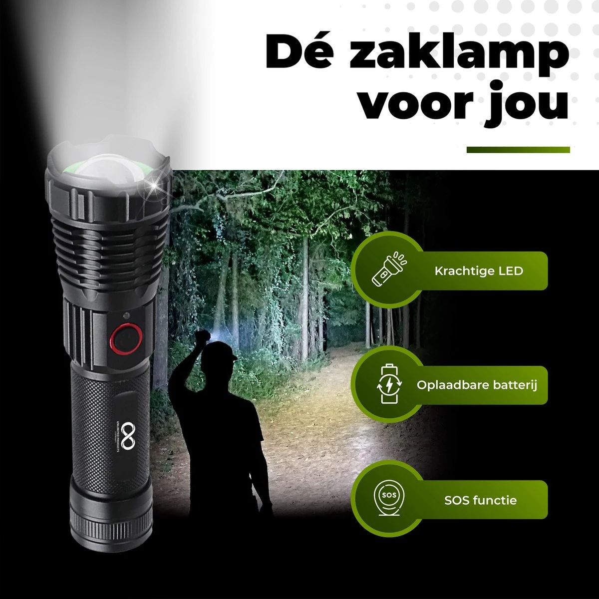 Unlimited Products Militaire Zaklamp LED Oplaadbaar - 2000 Lumen - IP68 Waterdicht - Hard Case Opbergdoos 2 Unlimited Products Militaire Zaklamp LED Oplaadbaar - 2000 Lumen - IP68 Waterdicht - Hard Case Opbergdoos - Afbeelding 2