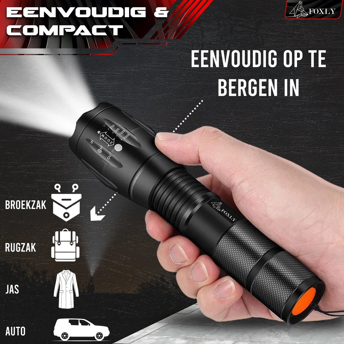 FOXLY 2 X Militaire LED Zaklamp (inclusief Batterij En Oplader) - Waterproof - Schokbestendig - Opbergdoos - 2 Stuks 2 FOXLY 2 X Militaire LED Zaklamp (inclusief Batterij En Oplader) - Waterproof - Schokbestendig - Opbergdoos - 2 Stuks - Afbeelding 2