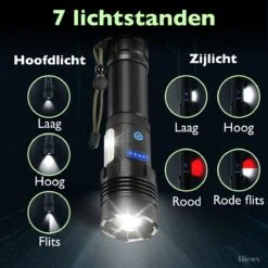 Dieux - Militaire Led Zaklamp - Oplaadbaar - IP44 Waterdicht En Schokbestendig - 7 Lichtstanden - Opbergbox - Outdoor Kamperen - Survival - Gadgets - Pasen -Bo Camp Goedkope Winkel 1200x1200 1569
