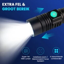 K-NATICS LITE Militaire LED Zaklamp - 1500 Lumen - 2200mAh Batterij - Zoomfunctie - 2 Jaar Garantie! -Bo Camp Goedkope Winkel 1200x1200 1599