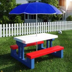 Merkloos Kinder Picknicktafel Met Parasol - Blauw -Bo Camp Goedkope Winkel 1200x1200 210