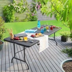 Casaria Tuintafel Opvouwbaar – Met Draaggreep 180x75 Cm – Zwart -Bo Camp Goedkope Winkel 1200x1200 335