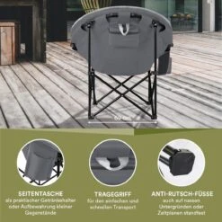 Skandika Moonchair Sirkka – Campingstoelen – Klapstoel – Vouwstoel – Kampeerstoel - Grote, Comfortabele, Campingstoel Opvouwbaar, Gepolsterd, Koelvak, Drinkhouder, Draaggreep En Draagtas, Antislipvoetjes - Max. 150 Kg – Zwart/grijs 10 Skandika Moonchair Sirkka – Campingstoelen – Klapstoel – Vouwstoel – Kampeerstoel - Grote, Comfortabele, Campingstoel Opvouwbaar, Gepolsterd, Koelvak, Drinkhouder, Draaggreep En Draagtas, Antislipvoetjes - Max. 150 Kg – Zwart/grijs -Bo Camp Goedkope Winkel 1200x1200 359