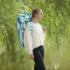 Strandstoel Met Afneembare Hoofdsteun, Draagbare Klapstoel, Campingstoel, Rugleuning Tot 180° Verstelbaar, Met Bekerhouder En Zijvak, Groene En Witte Strepen GCB62JW -Bo Camp Goedkope Winkel 1200x1200 37