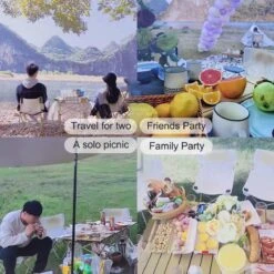 Buxibo - Lichtgewicht Vouwbare Campingtafel - Inklapbaar - Vis/Tuin/Picknick Tafel - Kamperen - Met Opberghoes - Aluminium - Grijs -Bo Camp Goedkope Winkel 1200x1200 45