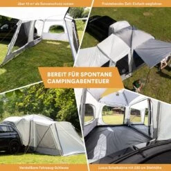 Skandika Pitea XL CROSS Tent – Koepeltenten - Autotent – Campingtent Voor SUV, Caddy, Auto, CUV - Voor Max. 4 Personen – Vrijstaand – Met/zonder Slaapcabine – Max. Stahoogte 230 Cm – 3000mm Waterkolom - 475 X 290 X 230 Cm (LxBxH) – Kamperen - Grijs -Bo Camp Goedkope Winkel 1200x1200 555