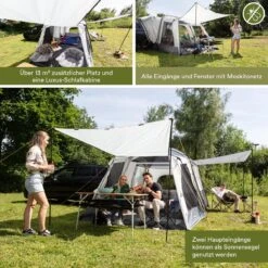 Skandika Pitea XL CROSS Tent – Koepeltenten - Autotent – Campingtent Voor SUV, Caddy, Auto, CUV - Voor Max. 4 Personen – Vrijstaand – Met/zonder Slaapcabine – Max. Stahoogte 230 Cm – 3000mm Waterkolom - 475 X 290 X 230 Cm (LxBxH) – Kamperen - Grijs -Bo Camp Goedkope Winkel 1200x1200 559