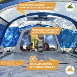 Skandika Nimbus Sleeper 12 Tent – Koepeltenten – 12 Persoons Familietent - Campingtent – Muggengaas – Sleeper Technology (3 Extra Donkere Slaapcabines) – 760 X 630 X 215 Cm (LxBxH) – 5000 Mm Waterkolom – Camping, Tuin – Kamperen – Blauw/wit 17 Skandika Nimbus Sleeper 12 Tent – Koepeltenten – 12 Persoons Familietent - Campingtent – Muggengaas – Sleeper Technology (3 Extra Donkere Slaapcabines) – 760 X 630 X 215 Cm (LxBxH) – 5000 Mm Waterkolom – Camping, Tuin – Kamperen – Blauw/wit -Bo Camp Goedkope Winkel 1200x1200 573