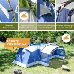 Skandika Nimbus Sleeper 12 Tent – Koepeltenten – 12 Persoons Familietent - Campingtent – Muggengaas – Sleeper Technology (3 Extra Donkere Slaapcabines) – 760 X 630 X 215 Cm (LxBxH) – 5000 Mm Waterkolom – Camping, Tuin – Kamperen – Blauw/wit 18 Skandika Nimbus Sleeper 12 Tent – Koepeltenten – 12 Persoons Familietent - Campingtent – Muggengaas – Sleeper Technology (3 Extra Donkere Slaapcabines) – 760 X 630 X 215 Cm (LxBxH) – 5000 Mm Waterkolom – Camping, Tuin – Kamperen – Blauw/wit -Bo Camp Goedkope Winkel 1200x1200 574