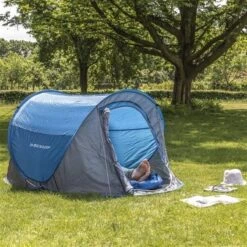 Dunlop Pop Up Tent 220 X 120 X 90 Cm - Grijs/ Blauw - 1 Persoons -Bo Camp Goedkope Winkel 1200x1200 581