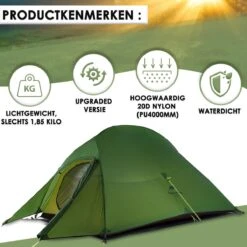 Cloud Up 3 Upgraded - Naturehike® - Tent 3 Persoons - Lichtgewicht Tent - Incl. Grondzeil - 20D 4000MM - Outdoor Kampeertent - Waterdicht - Hiking & Wandelen -Bo Camp Goedkope Winkel 1200x1200 601