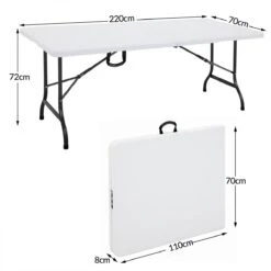 Casaria Tuintafel Opvouwbaar – Met Draaggreep 220x70 Cm – Wit -Bo Camp Goedkope Winkel 1200x1200 61