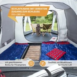 Skandika Pitea XL UP Tent – Koepeltenten - Autotent – 4 Persoons Campingtent Voor SUV, Caddy, Auto, CUV – Vrijstaand – Met/zonder Slaapcabine – Max. Stahoogte 200 Cm – Waterdicht Met 3000mm Waterkolom - 515 X 300 X 200 Cm (LxBxH) – Kamperen - Grijs -Bo Camp Goedkope Winkel 1200x1200 711