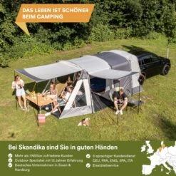 Skandika Pitea XL UP Tent – Koepeltenten - Autotent – 4 Persoons Campingtent Voor SUV, Caddy, Auto, CUV – Vrijstaand – Met/zonder Slaapcabine – Max. Stahoogte 200 Cm – Waterdicht Met 3000mm Waterkolom - 515 X 300 X 200 Cm (LxBxH) – Kamperen - Grijs -Bo Camp Goedkope Winkel 1200x1200 713