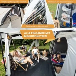 Skandika Pitea XL UP Tent – Koepeltenten - Autotent – 4 Persoons Campingtent Voor SUV, Caddy, Auto, CUV – Vrijstaand – Met/zonder Slaapcabine – Max. Stahoogte 200 Cm – Waterdicht Met 3000mm Waterkolom - 515 X 300 X 200 Cm (LxBxH) – Kamperen - Grijs -Bo Camp Goedkope Winkel 1200x1200 715