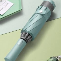 Tamarow™ Automatische Opvouwbare Paraplu - Omgekeerd Design - Windproof - Lichtgewicht - Reflectie - Omgekeerd Design - Licht Groen -Bo Camp Goedkope Winkel 1200x1200 779