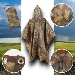 Regenponcho / Fietsponcho Herbruikbaar Voor Volwassenen ( Dames En Heren ) - 200x110cm - 100% Ripstop Polyester - Camouflage 15 Regenponcho / Fietsponcho Herbruikbaar Voor Volwassenen ( Dames En Heren ) - 200x110cm - 100% Ripstop Polyester - Camouflage -Bo Camp Goedkope Winkel 1200x1200 804