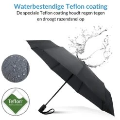 Volcan Stormparaplu Opvouwbaar - Stormparaplu's - Inklapbaar - Ø 105 Cm - Windproof Tot 100km P/u - Grote Paraplu - Automatisch - Zwart -Bo Camp Goedkope Winkel 1200x1200 815